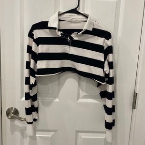 Cropped striped polo shirt